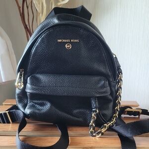 Michael Kors Black Pebbled Leather Backpack